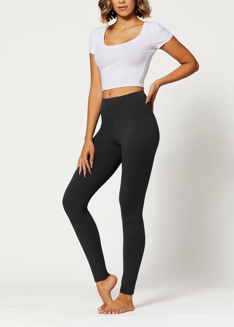 Conceited Leggings for Women - High Waisted - Soft - Casual - Black - Small - Medium - Image 4